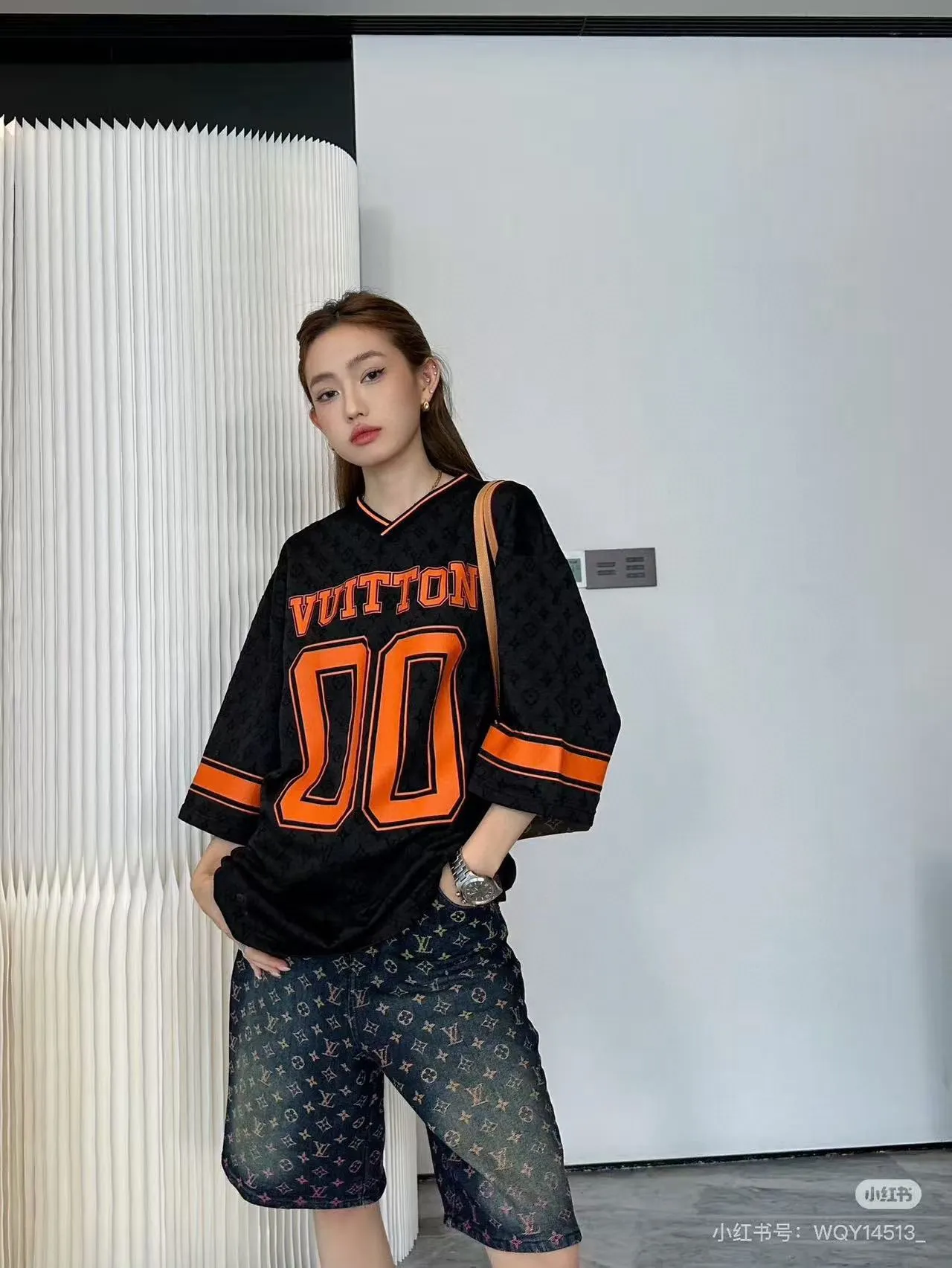 Louis Vuitton/Louis Vuitton 25ss No. 00 Orange letter print short sleeves